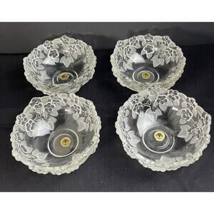 Vintage Walther Kristallglass Serving Bowl 5” Floral West Germany Set 04